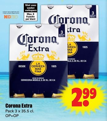 Aanbiedingen Corona extra - Corona - Geldig van 04/09/2017 tot 09/09/2017 bij Lekker Doen