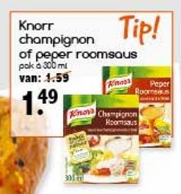 Aanbiedingen Knorr champignon of peper roomsaus - Knorr - Geldig van 04/09/2017 tot 09/09/2017 bij Agrimarkt