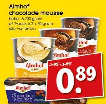 Aanbiedingen Almhof chocolode mousse - Almhof - Geldig van 04/09/2017 tot 09/09/2017 bij Agrimarkt