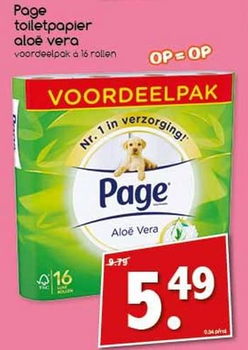 Aanbiedingen Page toiletpapier aloe vera - Page - Geldig van 04/09/2017 tot 09/09/2017 bij Agrimarkt