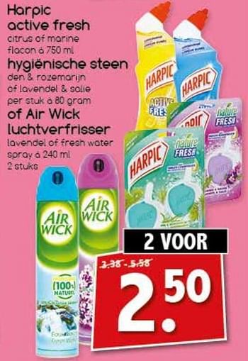 Aanbiedingen Harpjc active fresh hygiénische steen of air wick luchtverfrisser - Huismerk - Agrimarkt - Geldig van 04/09/2017 tot 09/09/2017 bij Agrimarkt
