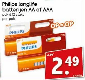 Aanbiedingen Philips longlife batterijen aa of aaa - Philips - Geldig van 04/09/2017 tot 09/09/2017 bij Agrimarkt