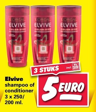 Aanbiedingen Elvive shampoo of conditioner - L'Oreal Paris - Geldig van 04/09/2017 tot 10/09/2017 bij Nettorama