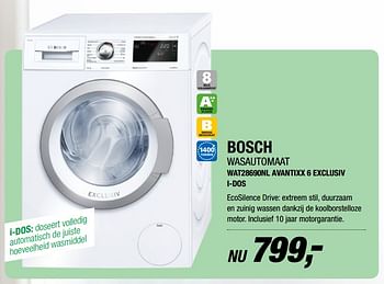 Aanbiedingen Bosch wasautomaat wat28690nl avantixx 6 exclusiv i-dos - Bosch - Geldig van 04/09/2017 tot 16/09/2017 bij Electro World