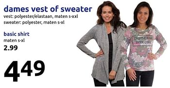 Aanbiedingen Dames vest of sweater - Huismerk - Action - Geldig van 06/09/2017 tot 12/09/2017 bij Action
