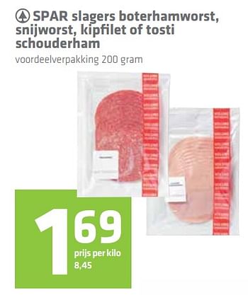 Aanbiedingen Spar slagers boterhamworst, snijworst, kipfilet of tosti schouderham - Spar - Geldig van 07/09/2017 tot 20/09/2017 bij Attent