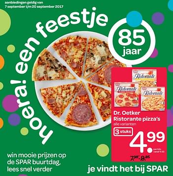 Aanbiedingen Dr. oetker ristorante pizza`s - Dr. Oetker - Geldig van 07/09/2017 tot 20/09/2017 bij Spar