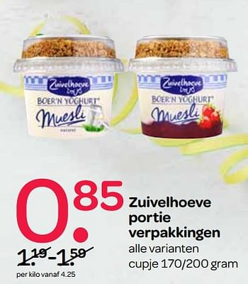 Aanbiedingen Zuivelhoeve portie verpakkingen - De Zuivelhoeve - Geldig van 07/09/2017 tot 20/09/2017 bij Spar