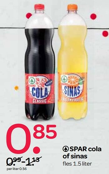 Aanbiedingen Cola of sinas - Spar - Geldig van 07/09/2017 tot 20/09/2017 bij Spar