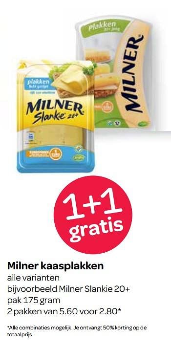 Aanbiedingen Milner kaasplakken - Milner - Geldig van 07/09/2017 tot 20/09/2017 bij Spar