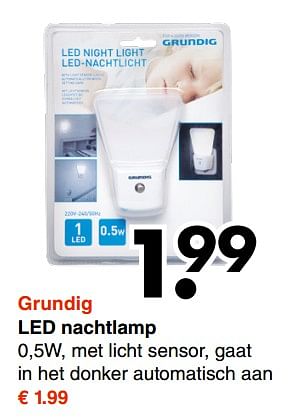 Aanbiedingen Grundig led nachtlamp - Grundig - Geldig van 04/09/2017 tot 16/09/2017 bij Wibra