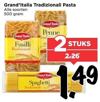 Aanbiedingen Grand`italia tradizionali pasta - grand’italia - Geldig van 10/09/2017 tot 16/09/2017 bij Vomar