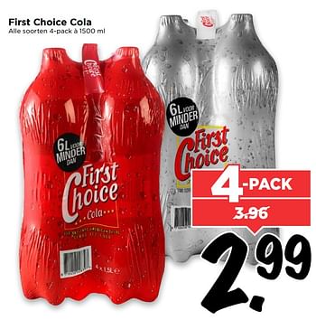 Aanbiedingen First choice cola - First choice - Geldig van 10/09/2017 tot 16/09/2017 bij Vomar