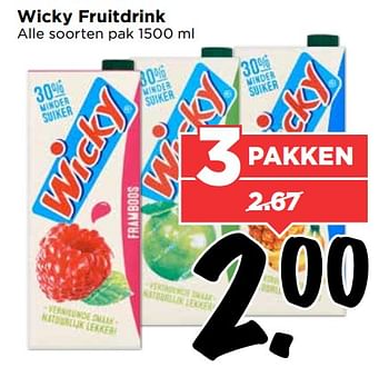 Aanbiedingen Wicky fruitdrink - Wicky - Geldig van 10/09/2017 tot 16/09/2017 bij Vomar