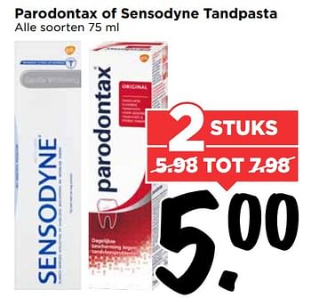 Aanbiedingen Parodontax of sensodyne tandpasta - Huismerk Vomar - Geldig van 10/09/2017 tot 16/09/2017 bij Vomar