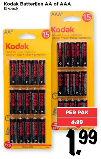 Aanbiedingen Kodak batterijen aa of aaa - Kodak - Geldig van 10/09/2017 tot 16/09/2017 bij Vomar