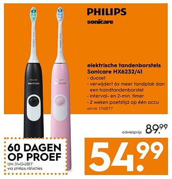 Aanbiedingen Philips elektrische tandenborstels sonicare hx6232-41 - Philips - Geldig van 09/09/2017 tot 20/09/2017 bij Blokker