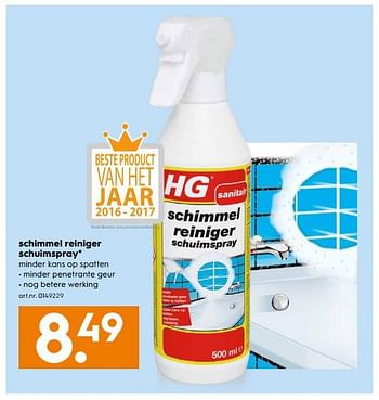Aanbiedingen Schimmel reiniger schuimspray - HG - Geldig van 09/09/2017 tot 20/09/2017 bij Blokker