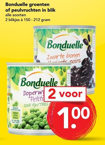 Aanbiedingen Bonduelle groenten of peulvruchten in blik - Bonduelle - Geldig van 10/09/2017 tot 16/09/2017 bij Deen Supermarkten