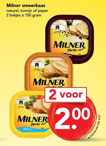 Aanbiedingen Milner smeerkaas - Milner - Geldig van 10/09/2017 tot 16/09/2017 bij Deen Supermarkten