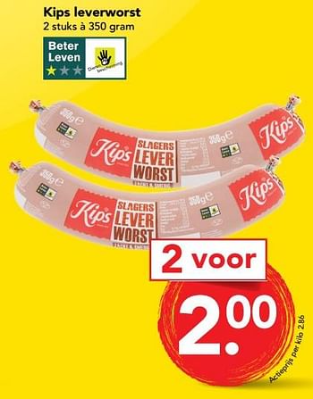 Aanbiedingen Kips leverworst - Kips - Geldig van 10/09/2017 tot 16/09/2017 bij Deen Supermarkten