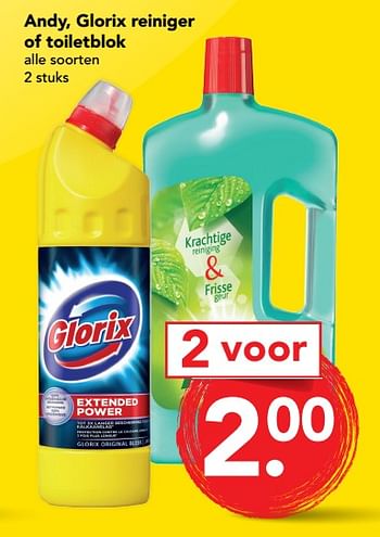 Aanbiedingen Andy, glorix reiniger of toiletblok - Huismerk deen supermarkt - Geldig van 10/09/2017 tot 16/09/2017 bij Deen Supermarkten