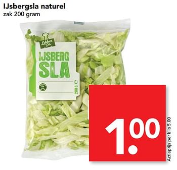 Aanbiedingen Ijsbergsla naturel - Huismerk deen supermarkt - Geldig van 10/09/2017 tot 16/09/2017 bij Deen Supermarkten
