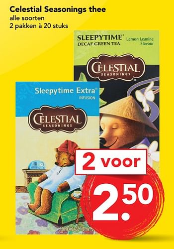 Aanbiedingen Celestial seasonings thee - Celestial - Geldig van 10/09/2017 tot 16/09/2017 bij Deen Supermarkten