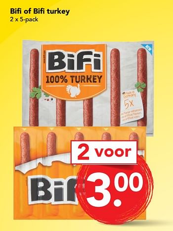 Aanbiedingen Bifi of bifi turkey - Bifi - Geldig van 10/09/2017 tot 16/09/2017 bij Deen Supermarkten