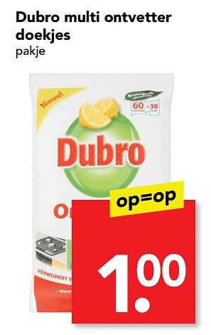 Aanbiedingen Dubro multi ontvetter doekjes - dubro - Geldig van 10/09/2017 tot 16/09/2017 bij Deen Supermarkten
