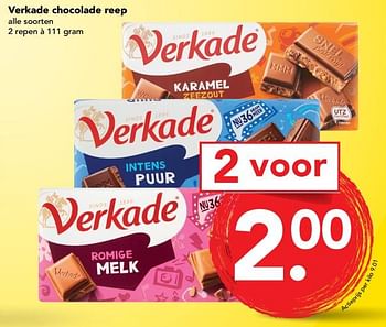 Aanbiedingen Verkade chocolade reep - Verkade - Geldig van 10/09/2017 tot 16/09/2017 bij Deen Supermarkten