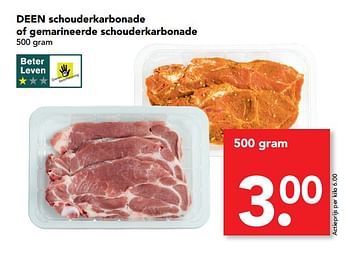 Aanbiedingen Schouderkarbonade of gemarineerde schouderkarbonade - Huismerk deen supermarkt - Geldig van 10/09/2017 tot 16/09/2017 bij Deen Supermarkten
