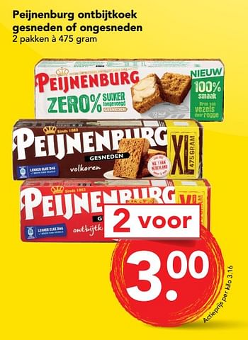 Aanbiedingen Peijnenburg ontbijtkoek gesneden of ongesneden - Peijnenburg - Geldig van 10/09/2017 tot 16/09/2017 bij Deen Supermarkten