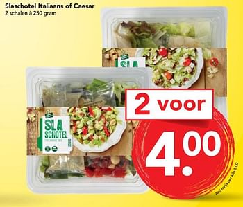 Aanbiedingen Slaschotel italiaans of caesar - Huismerk deen supermarkt - Geldig van 10/09/2017 tot 16/09/2017 bij Deen Supermarkten