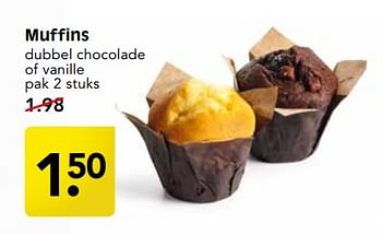 Aanbiedingen Muffins dubbel chocolade of vanille - Huismerk - Em-té - Geldig van 10/09/2017 tot 16/09/2017 bij Em-té