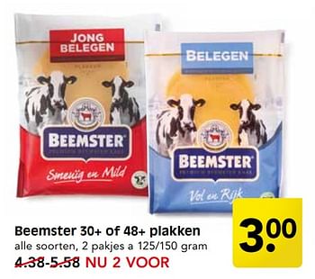 Aanbiedingen Beemster 30+ of 48+ plakken - Beemster - Geldig van 10/09/2017 tot 16/09/2017 bij Em-té