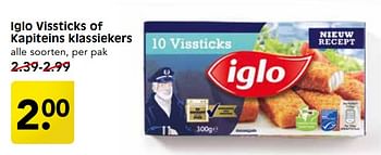 Aanbiedingen Iglo vissticks of kapiteins klassiekers - Iglo - Geldig van 10/09/2017 tot 16/09/2017 bij Em-té