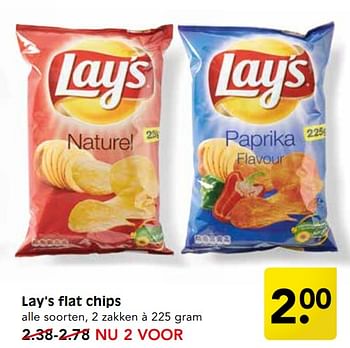 Aanbiedingen Lay`s flat chips - Lay's - Geldig van 10/09/2017 tot 16/09/2017 bij Em-té