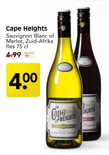 Aanbiedingen Cape heights sauvignon blanc of merlot, zuid-afrika - Witte wijnen - Geldig van 10/09/2017 tot 16/09/2017 bij Em-té