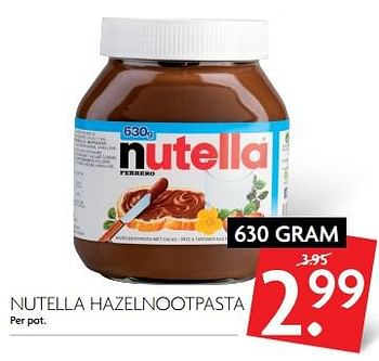 Aanbiedingen Nutella hazelnootpasta - Nutella - Geldig van 10/09/2017 tot 16/09/2017 bij Deka Markt