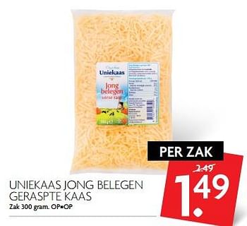 Aanbiedingen Uniekaas jong belegen geraspte kaas - Uniekaas - Geldig van 10/09/2017 tot 16/09/2017 bij Deka Markt