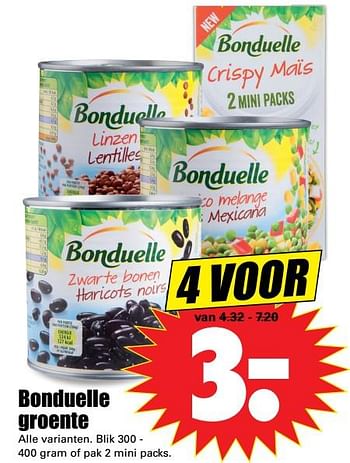 Aanbiedingen Bonduelle groente - Bonduelle - Geldig van 10/09/2017 tot 16/09/2017 bij Lekker Doen
