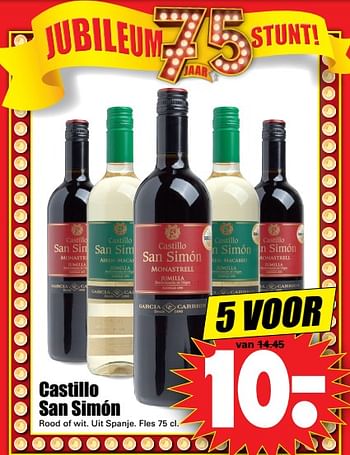 Aanbiedingen Castillo san simón - Rode wijnen - Geldig van 10/09/2017 tot 16/09/2017 bij Lekker Doen
