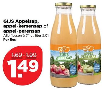 Aanbiedingen Gijs appelsap, appel-kersensap of appel-perensap - Gijs - Geldig van 10/09/2017 tot 16/09/2017 bij Plus