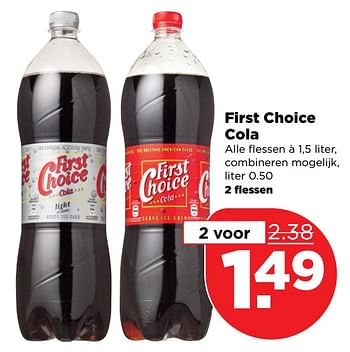 Aanbiedingen First choice cola - First choice - Geldig van 10/09/2017 tot 16/09/2017 bij Plus
