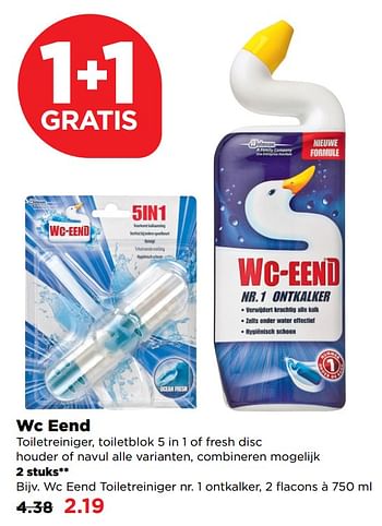 Aanbiedingen Wc eend toiletreiniger - WC Eend - Geldig van 10/09/2017 tot 16/09/2017 bij Plus