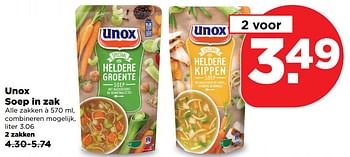 Aanbiedingen Unox soep in zak - Unox - Geldig van 10/09/2017 tot 16/09/2017 bij Plus