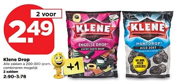 Aanbiedingen Klene drop - Klene - Geldig van 10/09/2017 tot 16/09/2017 bij Plus