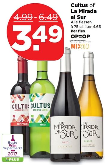 Aanbiedingen Cultus of la mirada al sur - Rode wijnen - Geldig van 10/09/2017 tot 16/09/2017 bij Plus