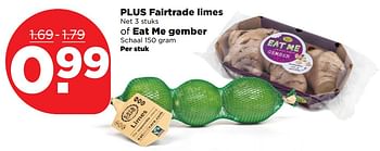 Aanbiedingen Plus fairtrade limes of eat me gember - Eat Me - Geldig van 10/09/2017 tot 16/09/2017 bij Plus